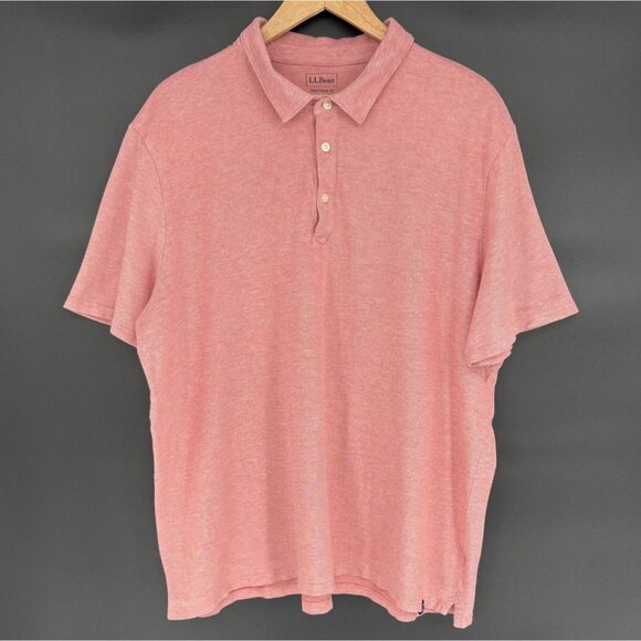 L.L. Bean Men's Traditional Fit Polo Shirt XXL Reg Light Red/Pink Outdoor Golf - Picture 1 of 7